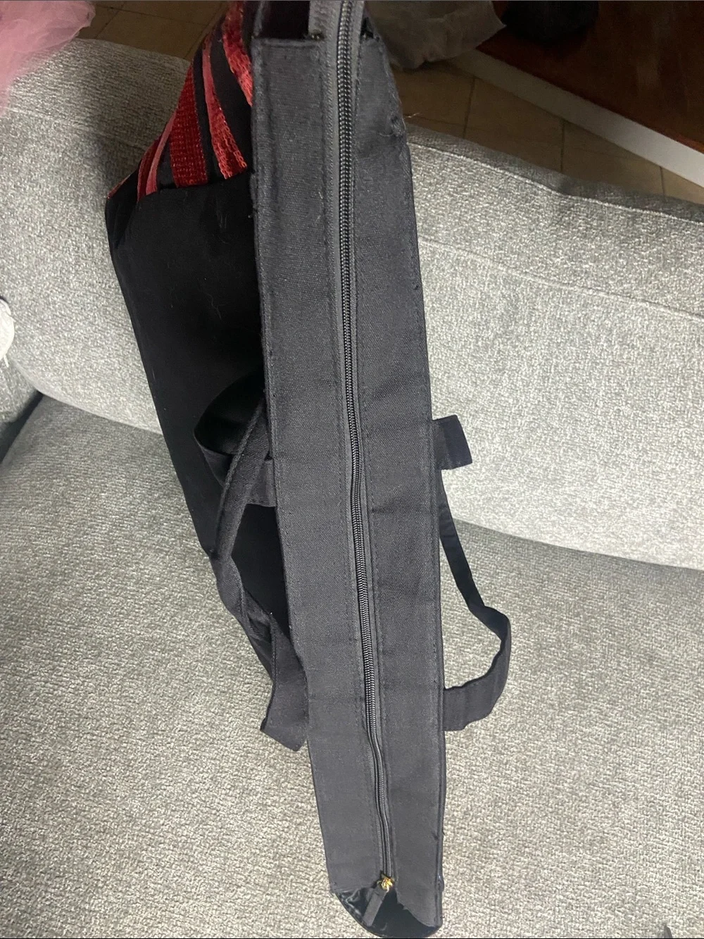 Victoria's Secret Black Tote with Red Sequin Logo and Stripes